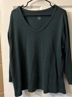 J. Jill Deep Teal V-Neck Long Sleeve Tee
